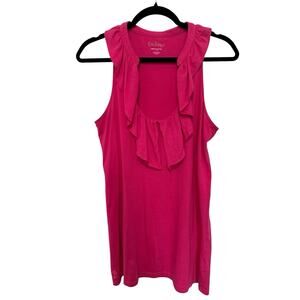 Lilly Pulitzer Pink Ruffled Bib Collar Tank Top Size L